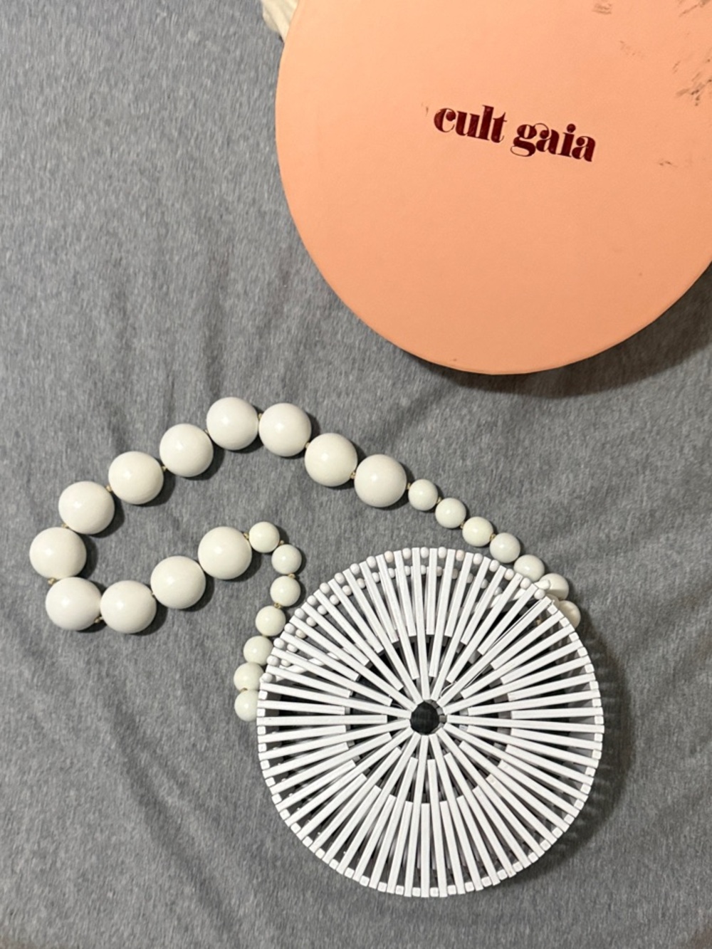 cult gaia white Lunq round beaded bag